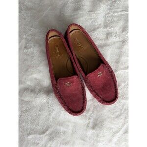 COACH Amber Suede Loafer Size 8B Burgundy Comfort Driver